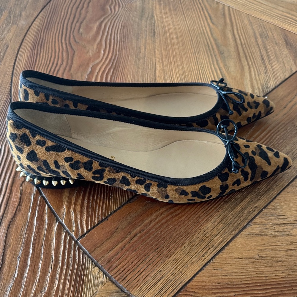 Christian Louboutin Leopard Print Flats with Black Trim